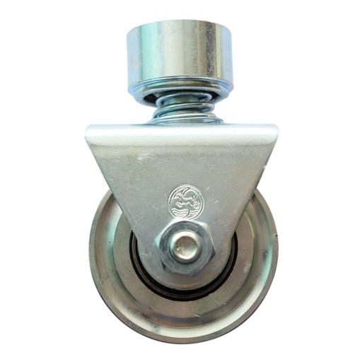 [lock0022] ขาล้อหมุนรอบชุบ มีสปริง+ล้อกลมดี21/2x11/4"